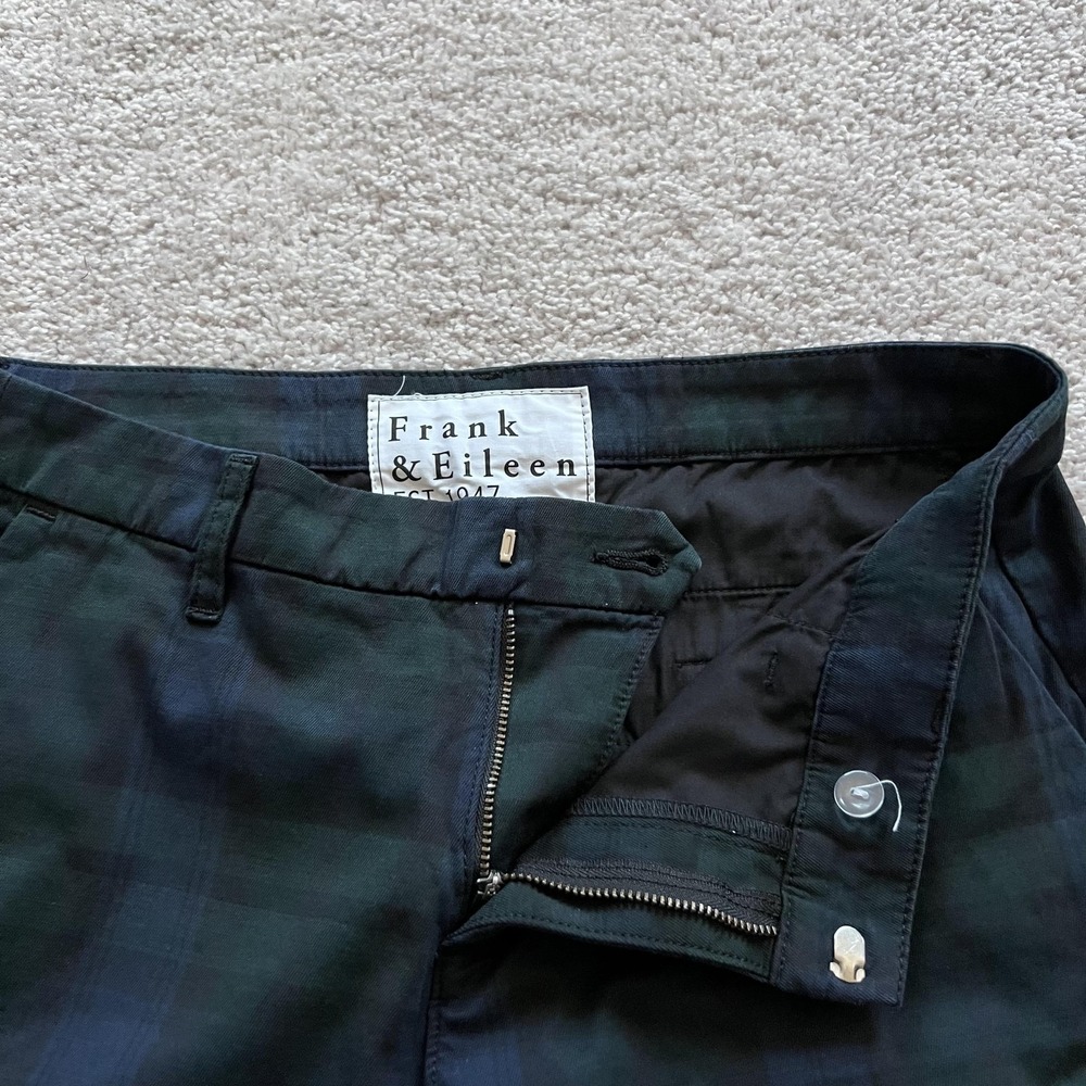 Frank & Eileen Wicklow Chino Plaid Pants Womens 8 Green Stretch Made In USA - Picture 7 of 16